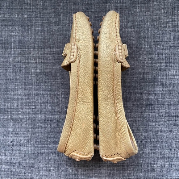 TORY BURCH GOLD LEATHER LOAFERS - Picture 4 of 9